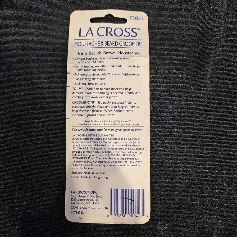Vintage LA CROSS Moustache & Beard Groomers 73833 Scissors And Comb Sally Hansen